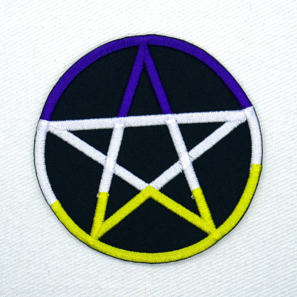 Nonbinary Pride Pentagram Iron Patch
