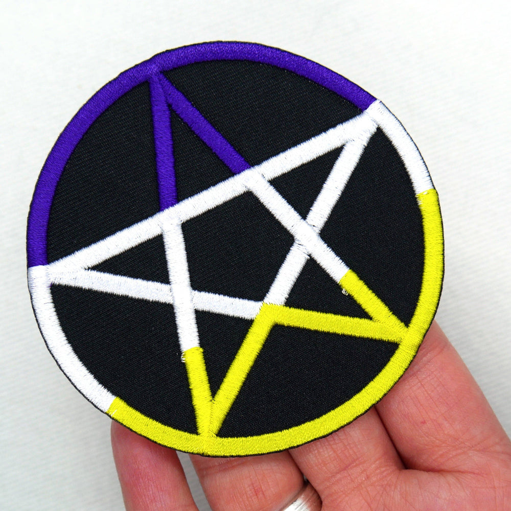 Nonbinary Pride Pentagram Iron Patch