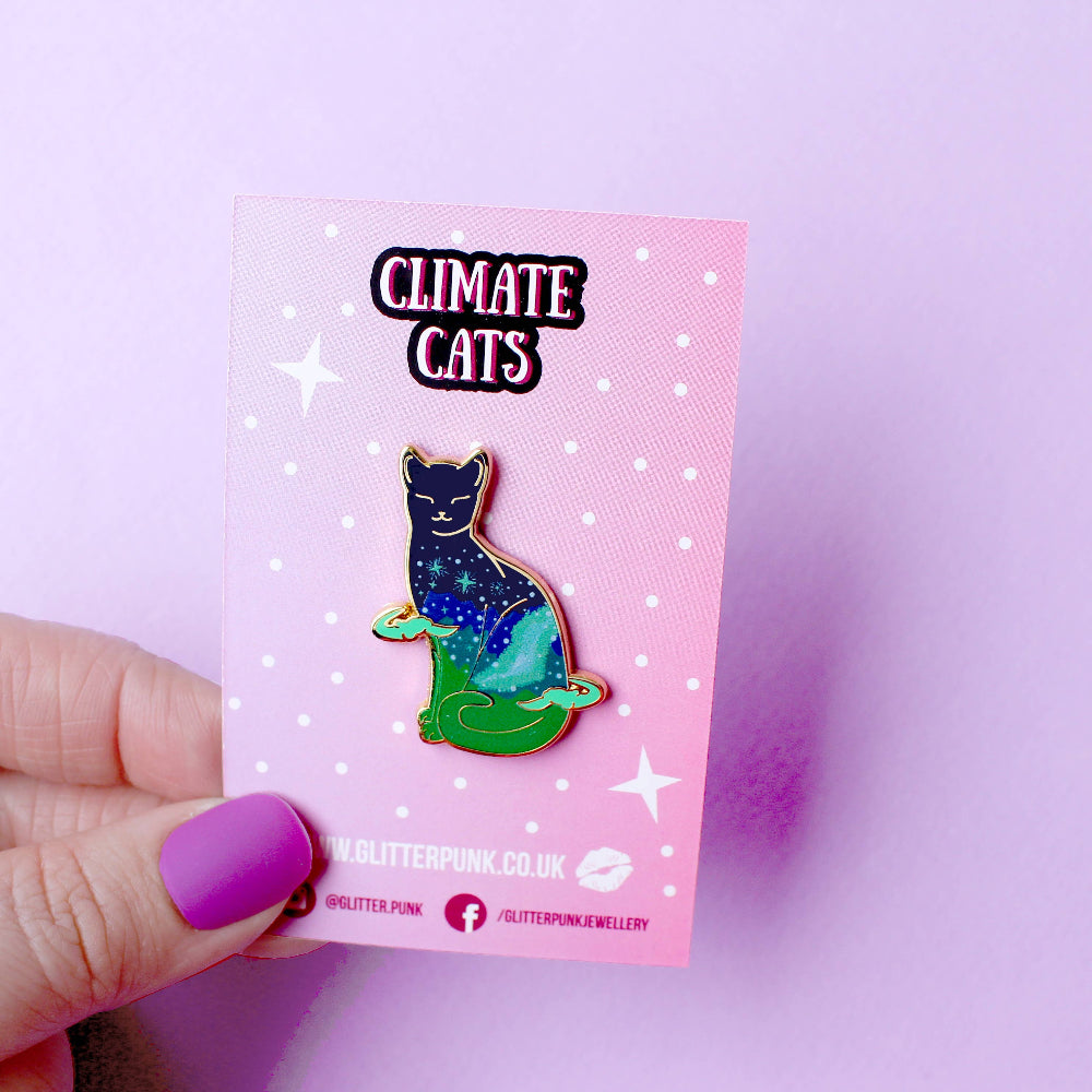 Northern Lights Cat Enamel Pin