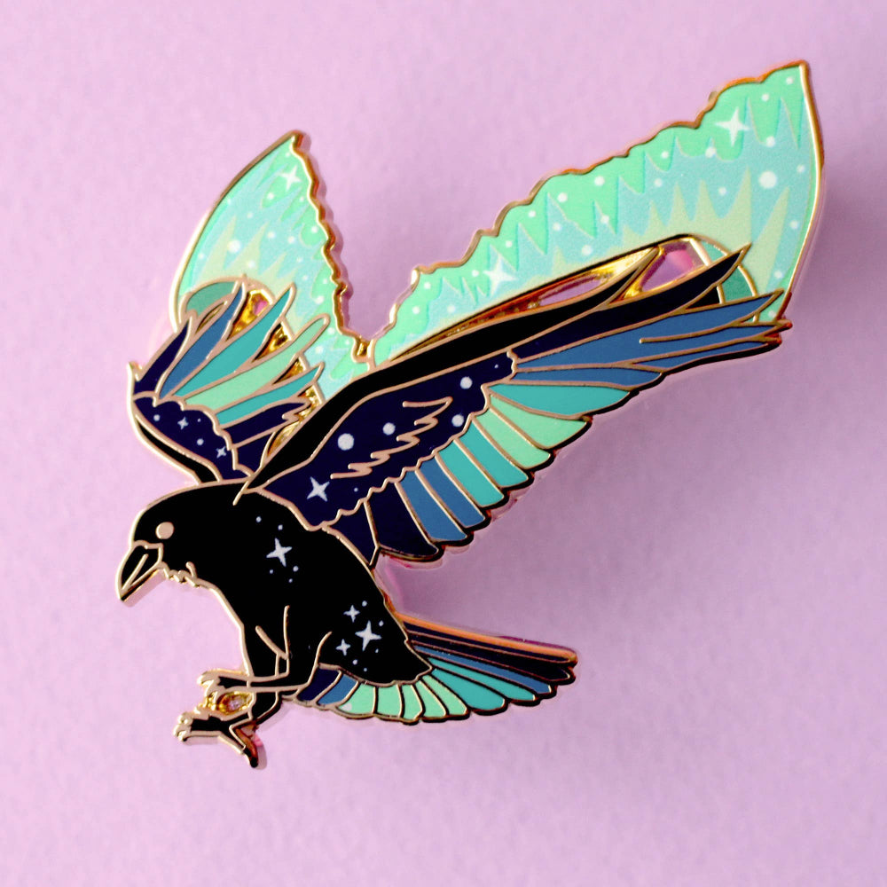 Northern Lights Raven Enamel Pin