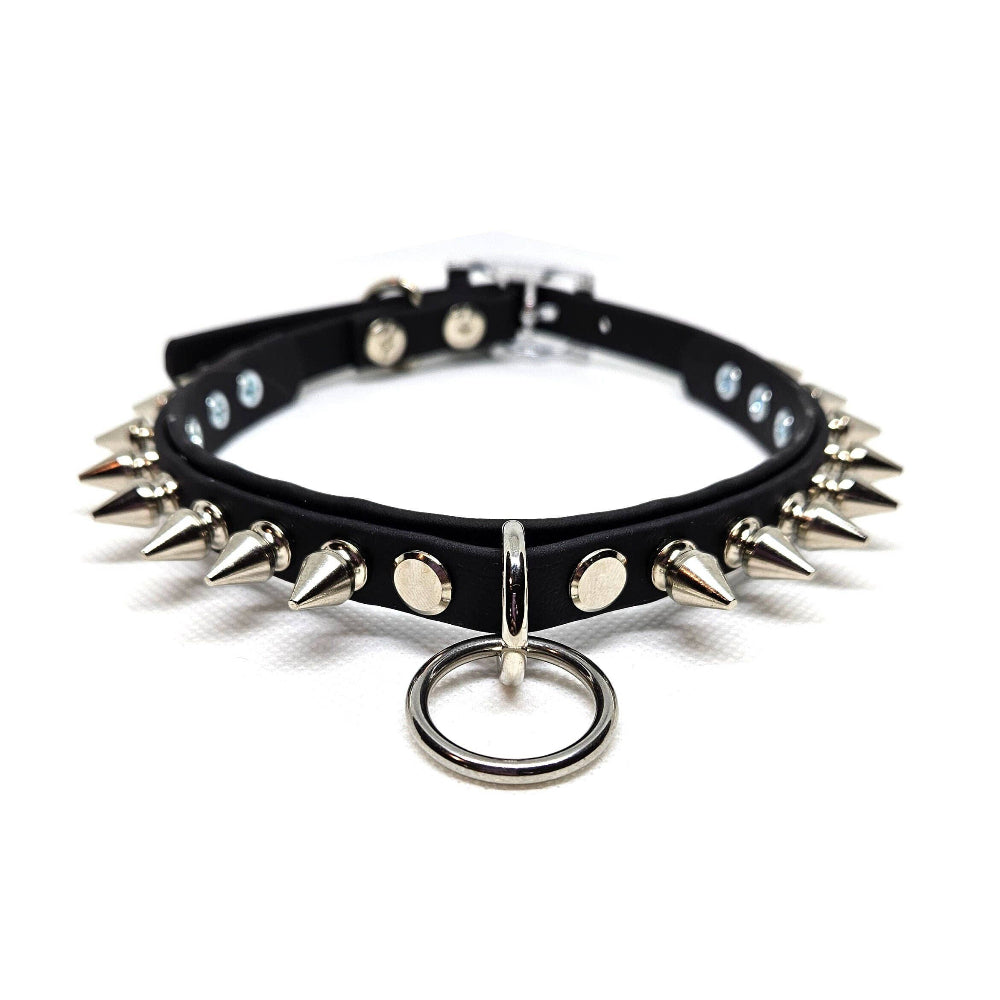 Onyx Spiked Ring Collar Large (16.5"-19")