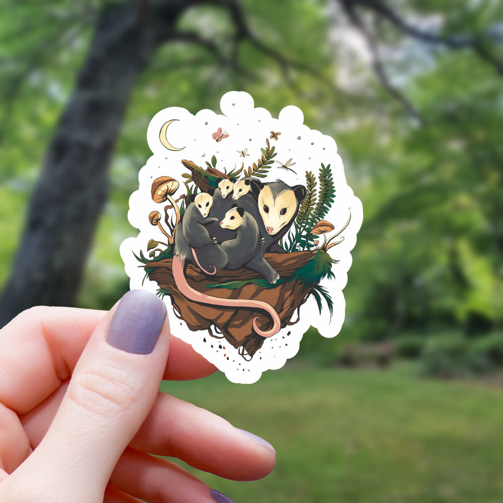 Opossum Mushroom Collage Sticker