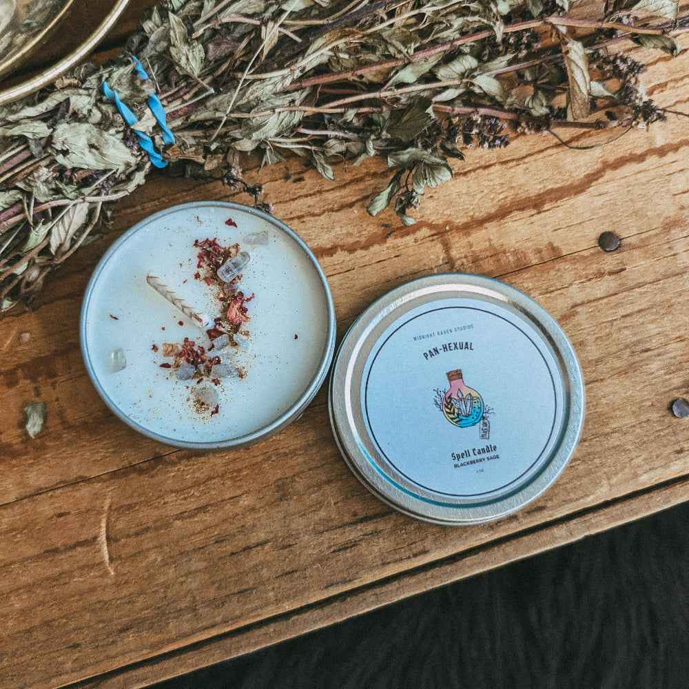 Panhexual Travel Tin Spell Candle