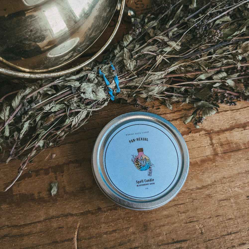 Panhexual Travel Tin Spell Candle
