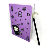 Pastel Goth Grim Reaper Journal and Scythe Pen Set
