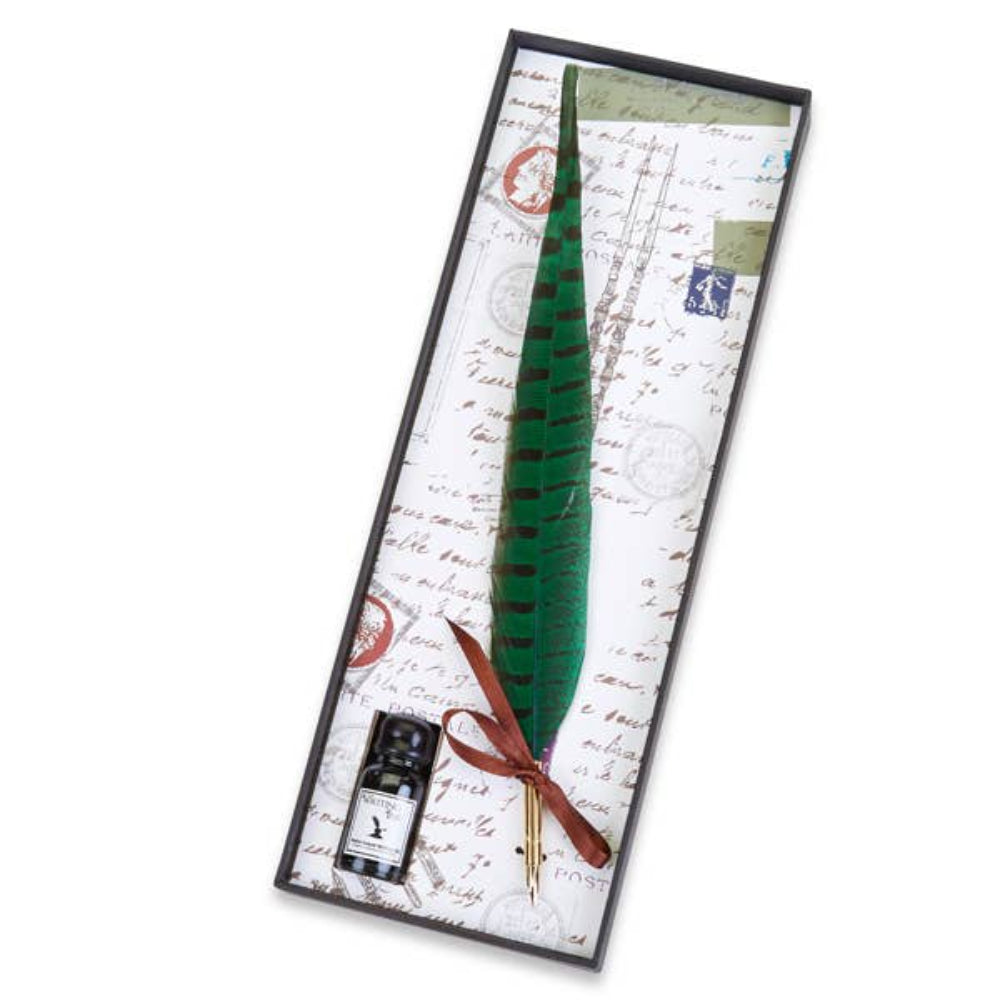 Pheasant Quill and Ink Set Jade