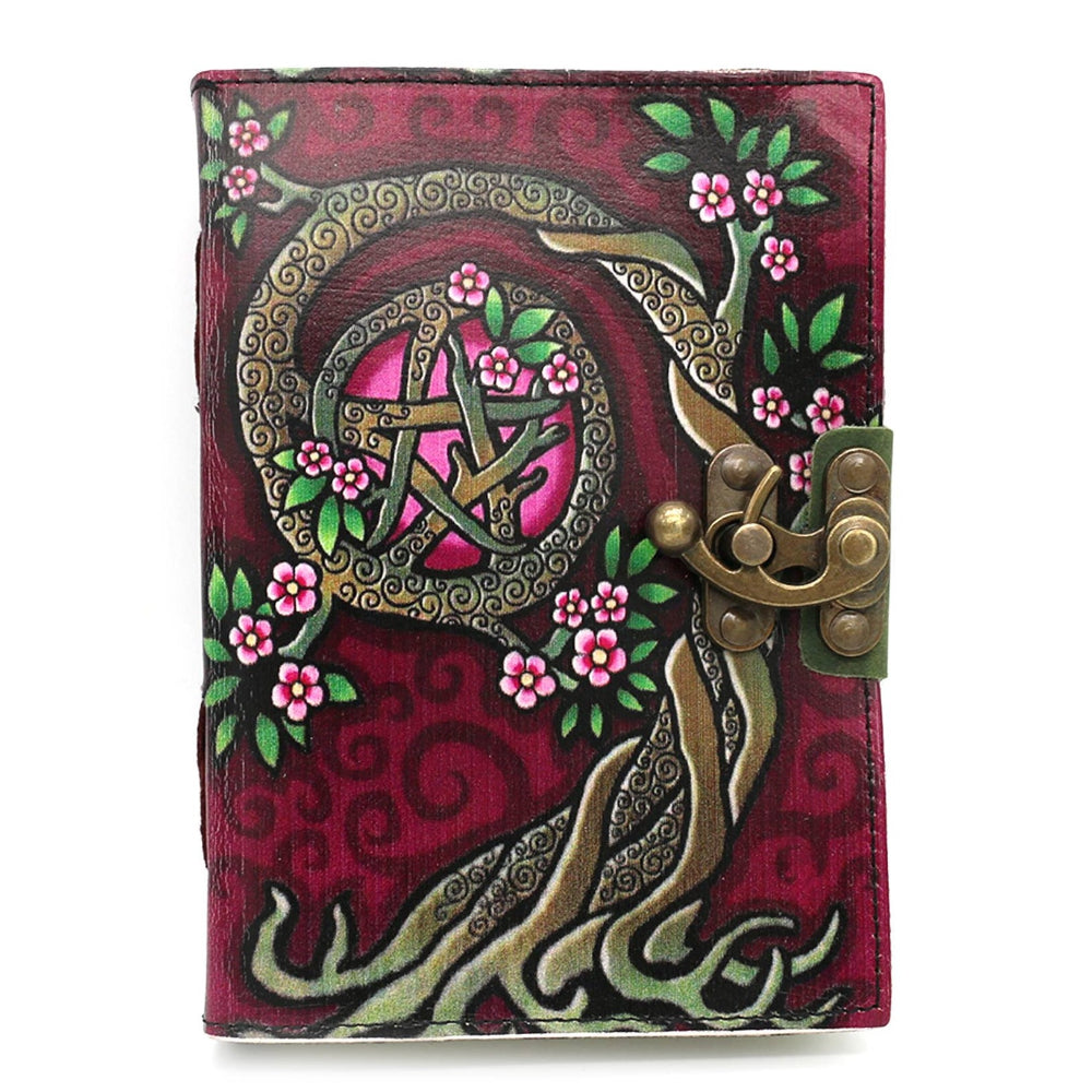 Pink Tree Pentacle Leather Journal Journal Designs by Deekay Inc.