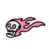 Pink Flaming Skull Iron On Patch