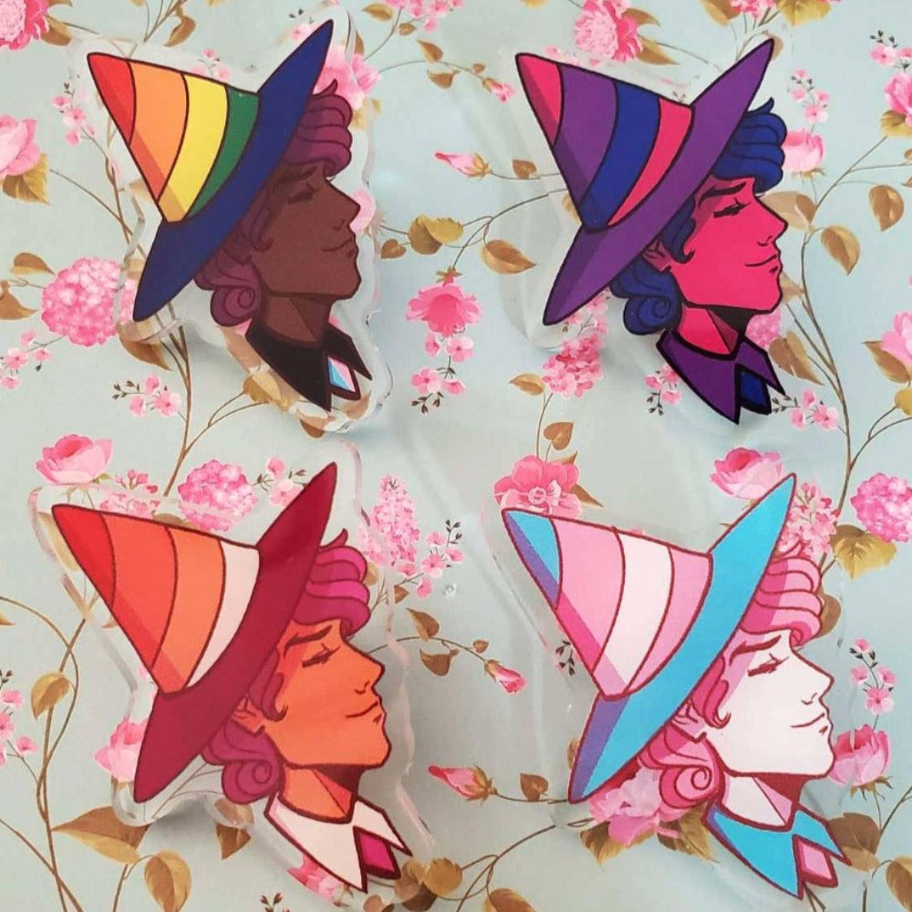 Pride Witch Masc Acrylic Pin Accessories Joan of Art