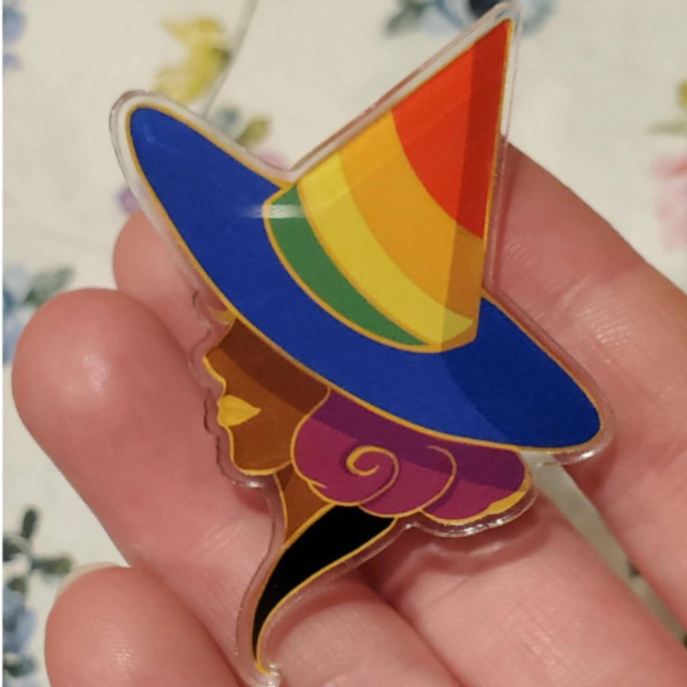 Pride Witch Acrylic Pin Accessories Joan of Art Rainbow