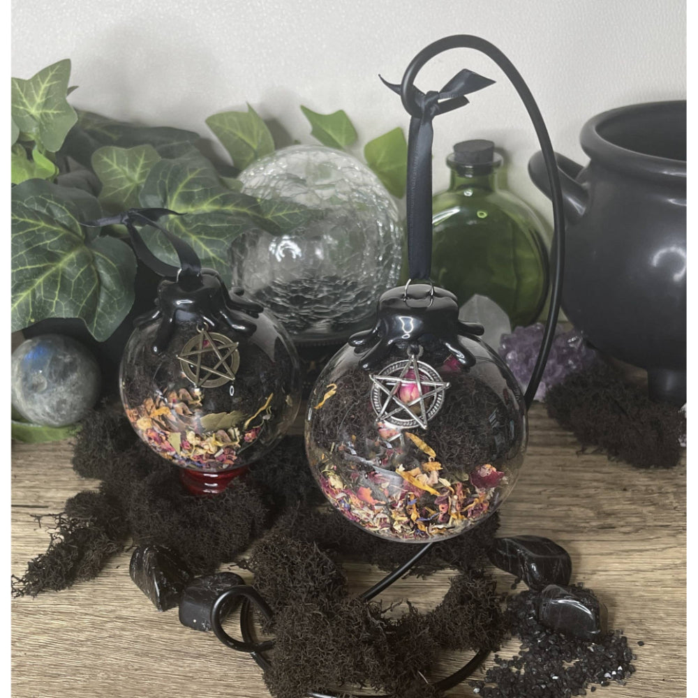 Protection Spell Hanging Witch Ball Witchcraft Moondust and Raven   