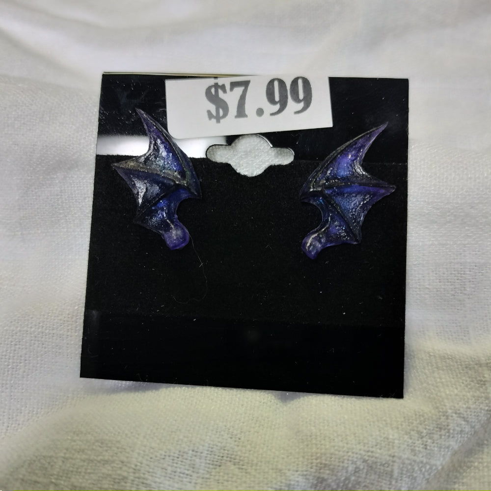 Handmade Bat Wing Studs Jewelry Pink Star Arts Purple  
