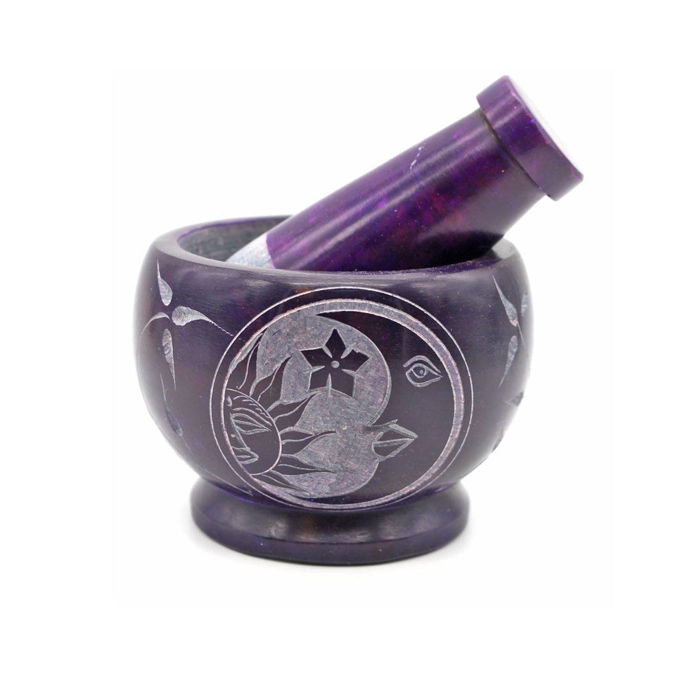 Purple Soapstone Mortar and Pestle Celestial