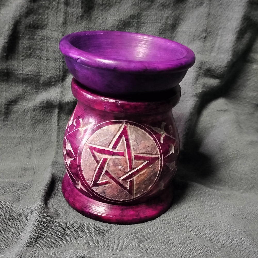 Purple Soapstone Oil Burner with Pentacle Home Decor DESIGNS BY DEEKAY INC   