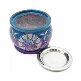 Purple and Teal Soapstone Burner with Sun
