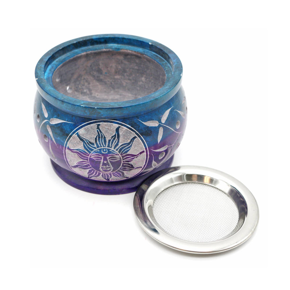 Purple and Teal Soapstone Burner with Sun Home Decor DESIGNS BY DEEKAY INC   