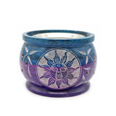 Purple and Teal Soapstone Burner with Sun