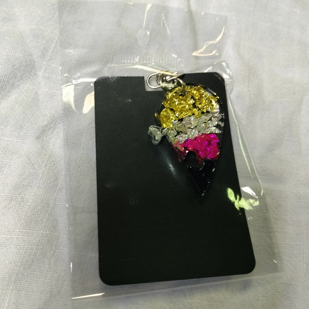 Handmade Puzzle Heart Pride Charm Keychain Bric-A-Brac Pink Star Arts Nonbinary  