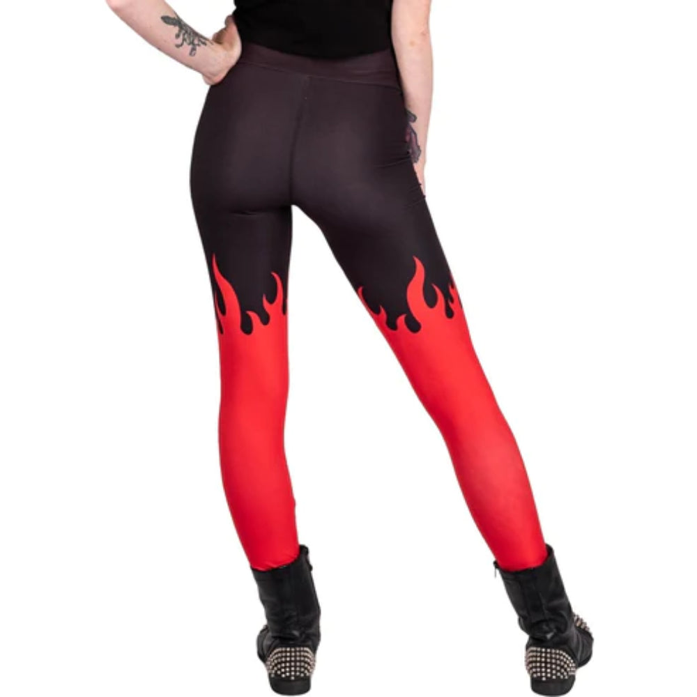 Red Hot Fire High Waist Leggings Clothing Too Fast   