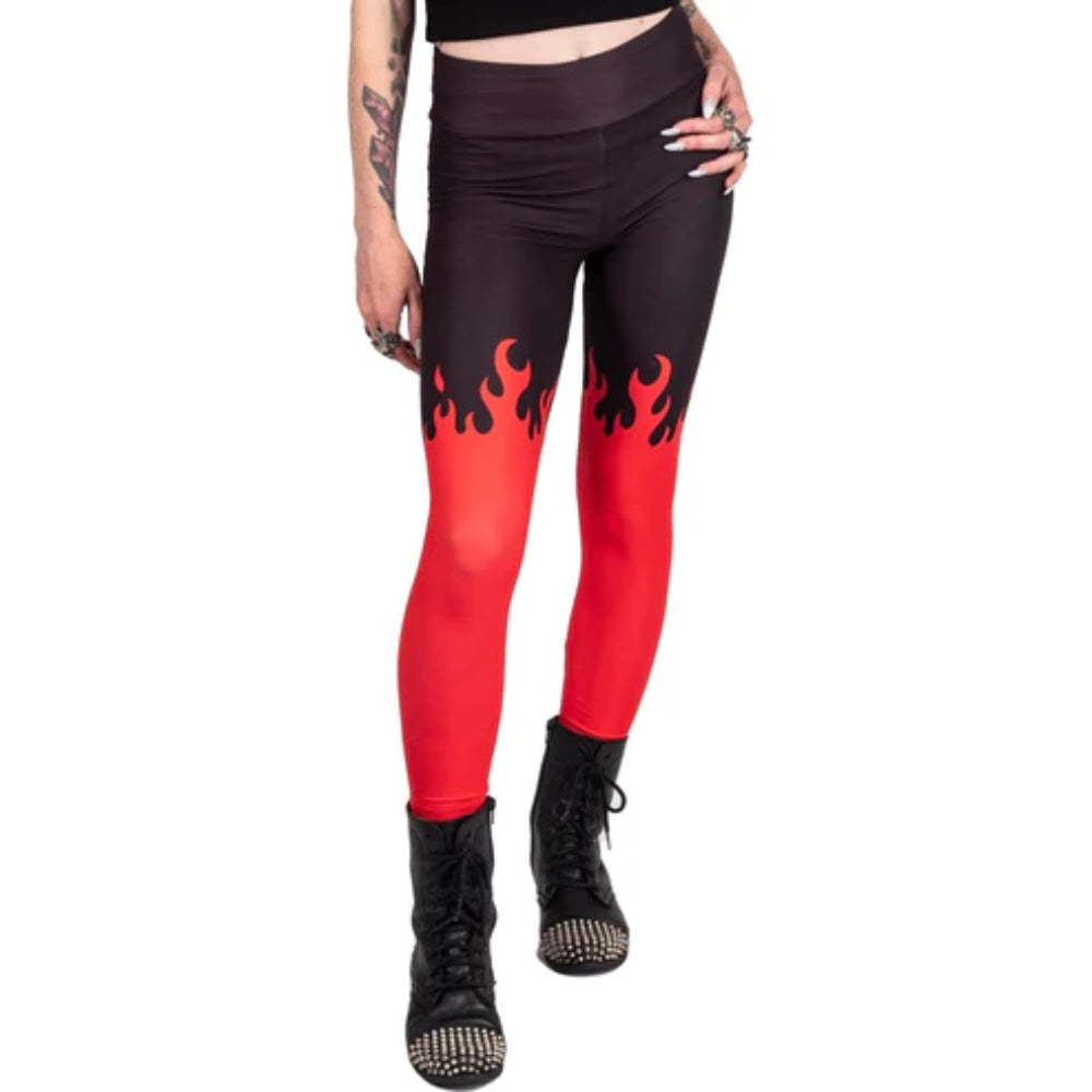 Red Hot Fire High Waist Leggings Clothing Too Fast   
