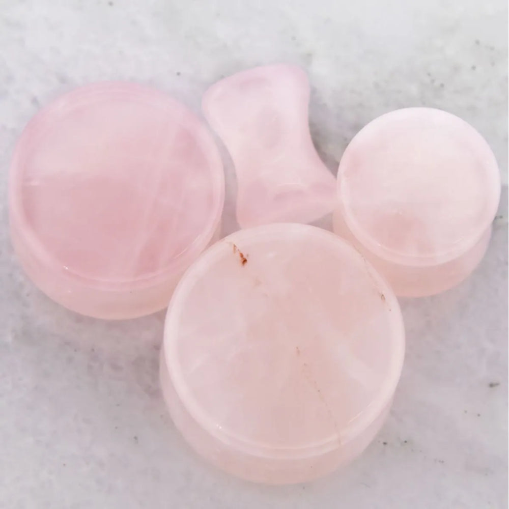 Rose Quartz Double Flare Stone Plugs Jewelry Metal Mafia   