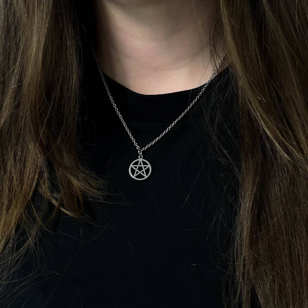 Silver Pentacle Necklace Jewelry Mysticum Luna   