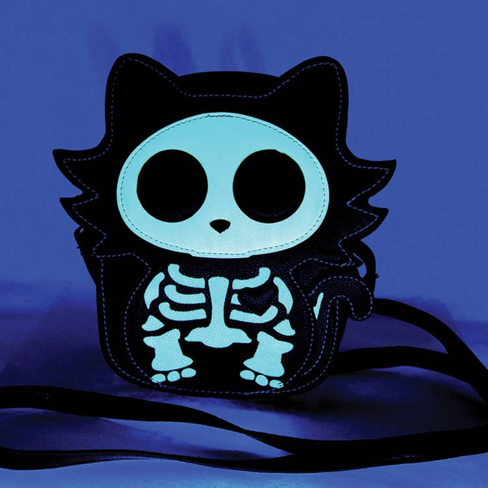 Skeleton Cat Crossbody Bag Glow in the Dark Purses and Wallets COMECO INC   