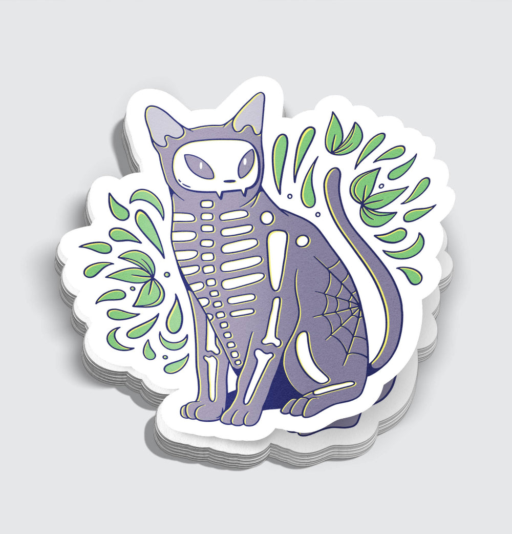 Skeleton Cat Sticker