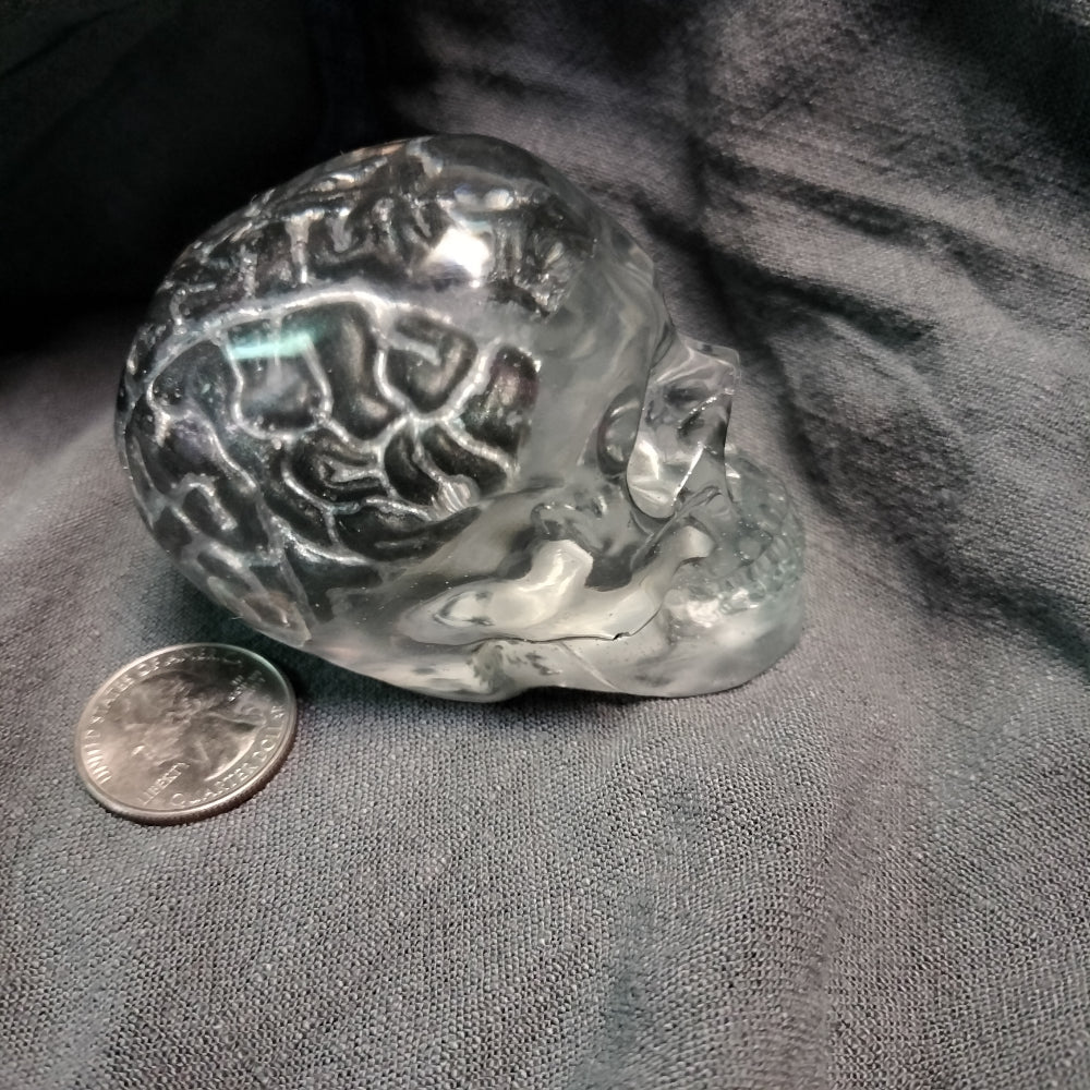 Resin Skull (2.5 Inch) Bric-A-Brac BreZ Art Silver Brain  