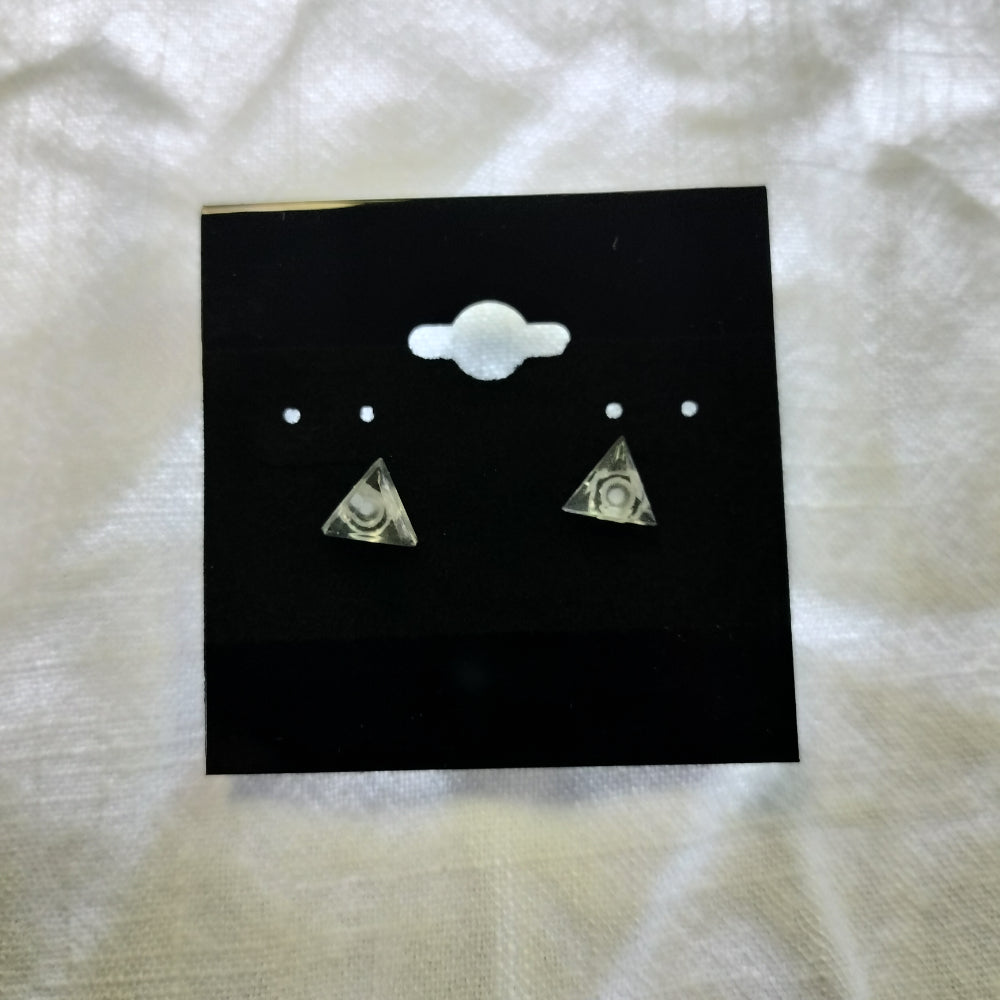 Handmade Shape Studs Jewelry Pink Star Arts Tiny Clear Triangles*  