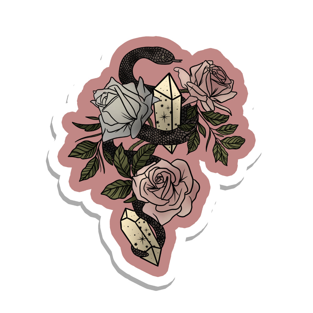 Witchy Snake and Crystals Vinyl Sticker