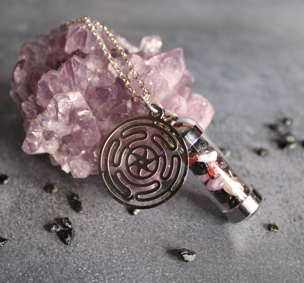 Spell Amulet Hecate Witchcraft Moondust and Raven   