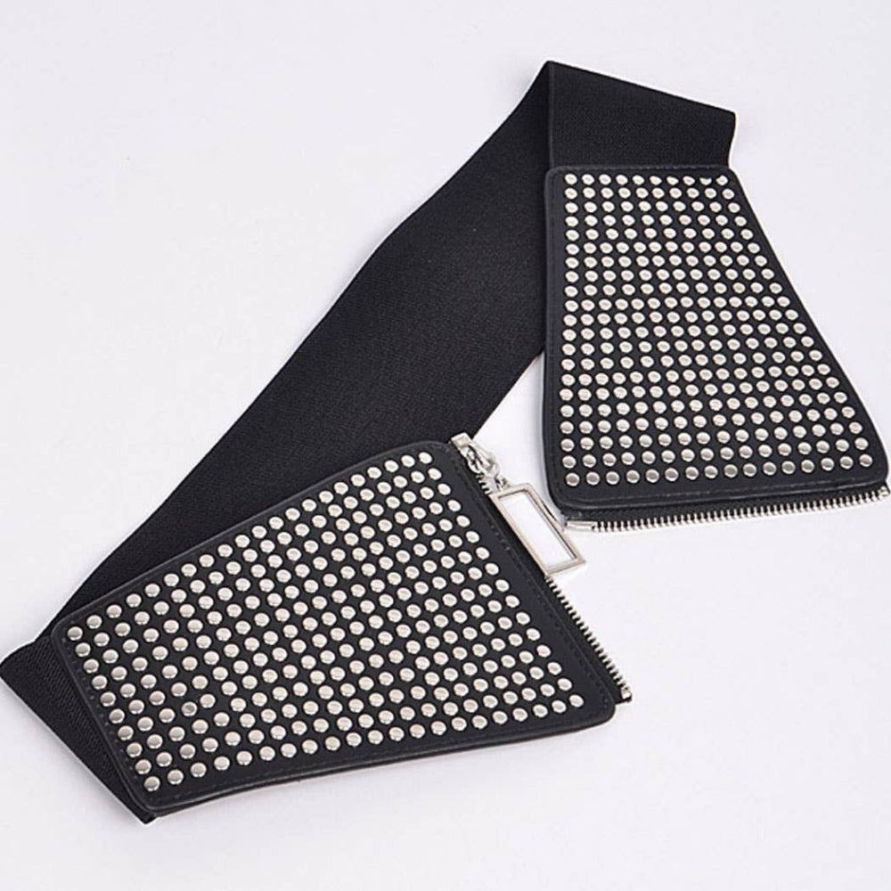 Studded Elastic Zipper Belt