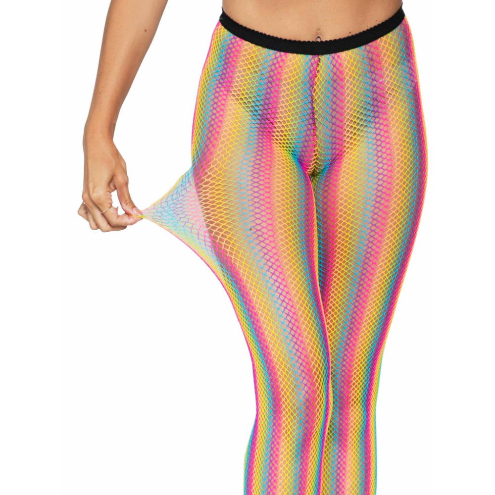 Tay Rainbow Striped Fishnet Tights