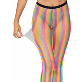 Tay Rainbow Striped Fishnet Tights