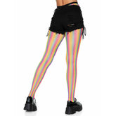 Tay Rainbow Striped Fishnet Tights