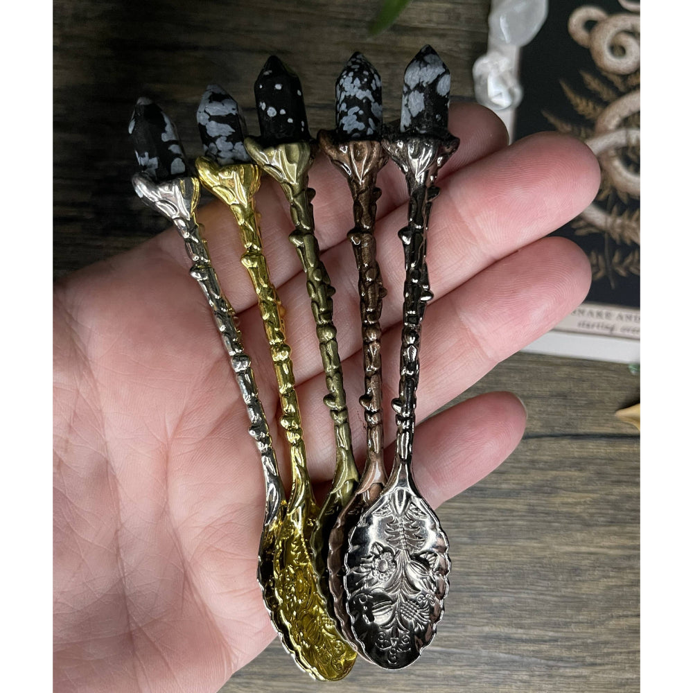 Tea and Herb Spoon with Snowflake Obsidian