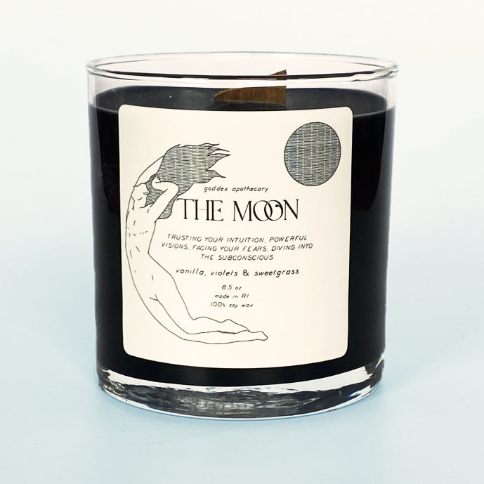 The Moon Soy Candle Vanilla, Violets, and Sweetgrass Home Decor Goddex   