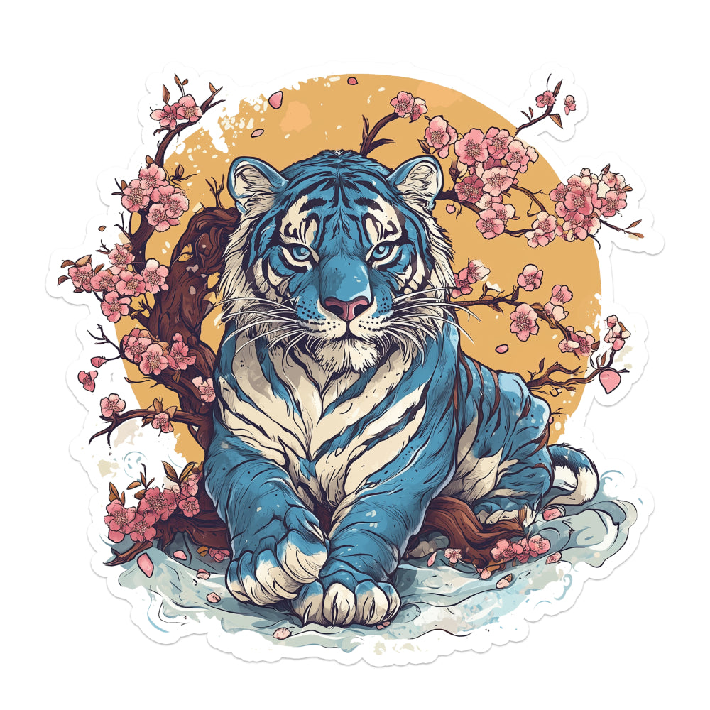 Tiger Amidst Cherry Blossoms Sticker