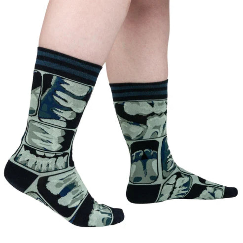Too Cool for Flossing Teeth X-Ray Crew Socks