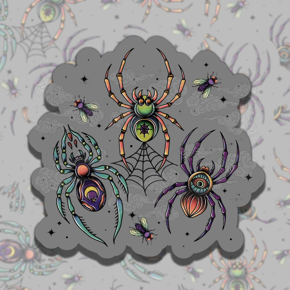 Traditional Spiders Vinyl Sticker