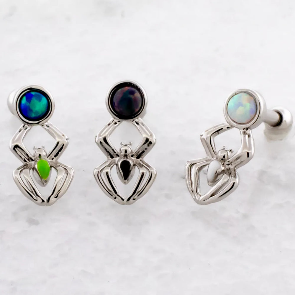 16g Barbell Spider and Opal Jewelry Metal Mafia   