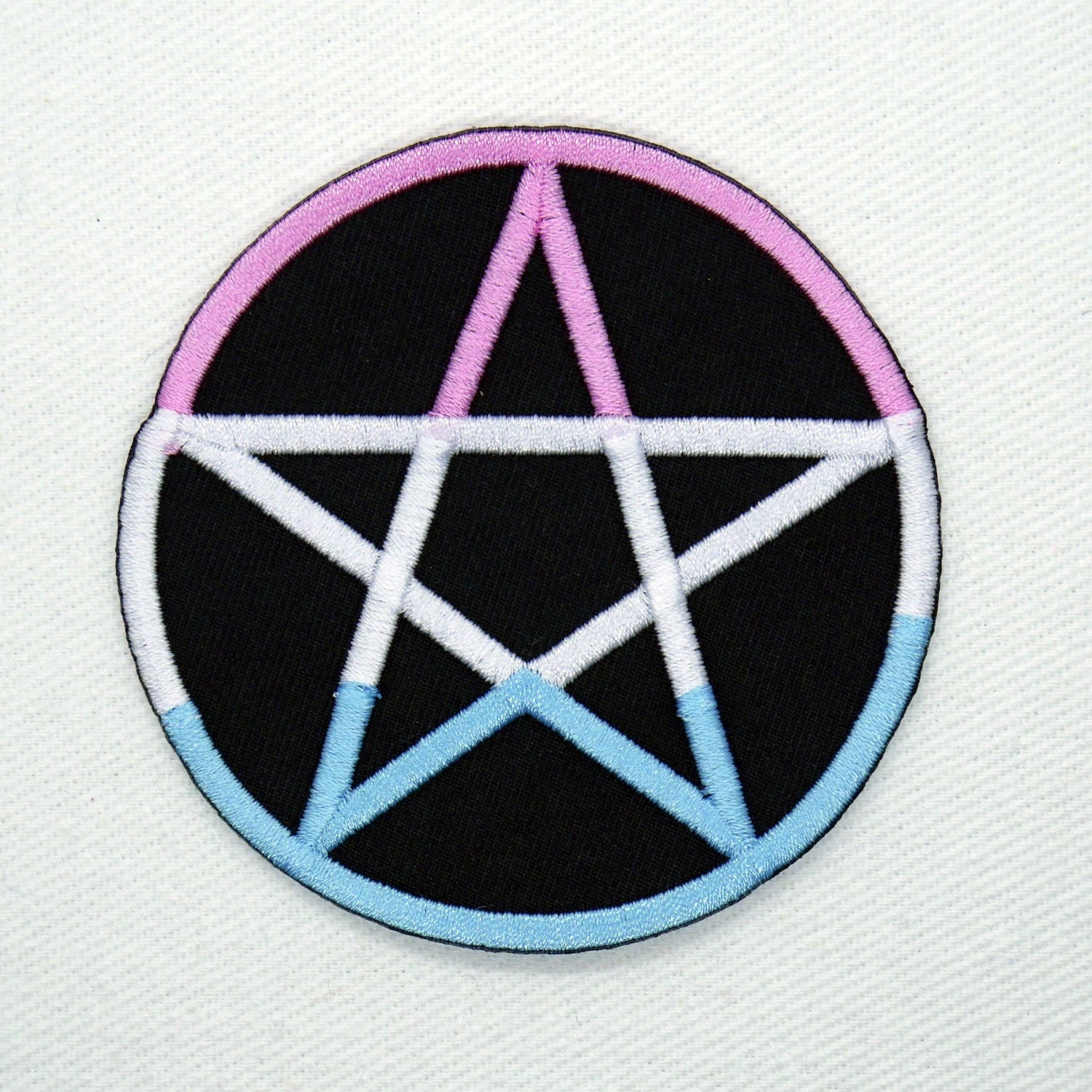 Transgender Pride Pentagram Iron On Patch