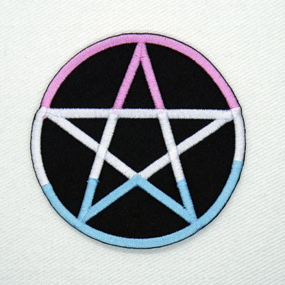 Transgender Pride Pentagram Iron On Patch