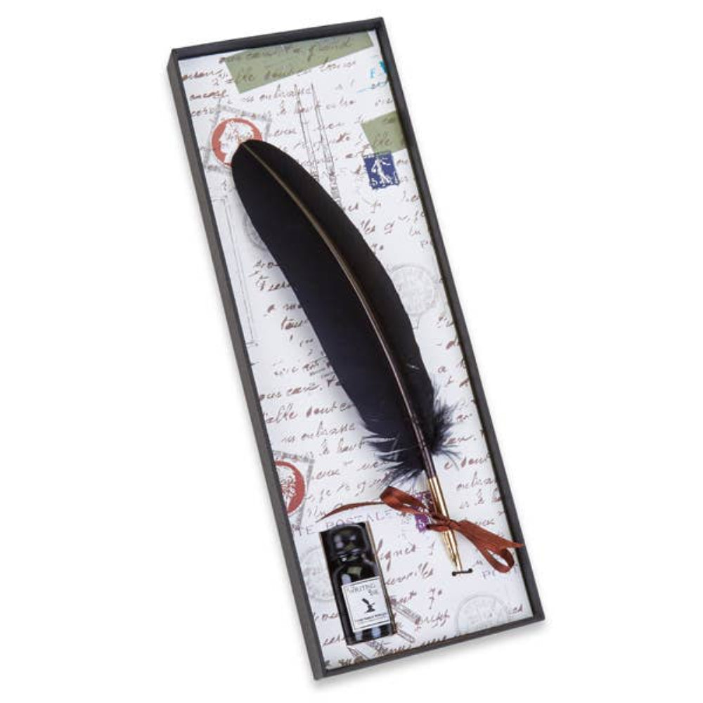Turkey Quill and Ink Set Black