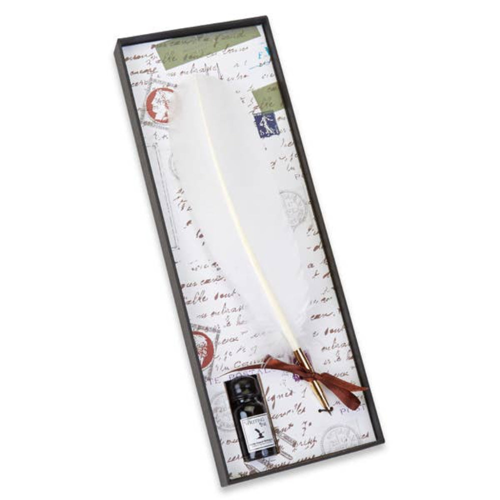 Turkey Quill and Ink Set White
