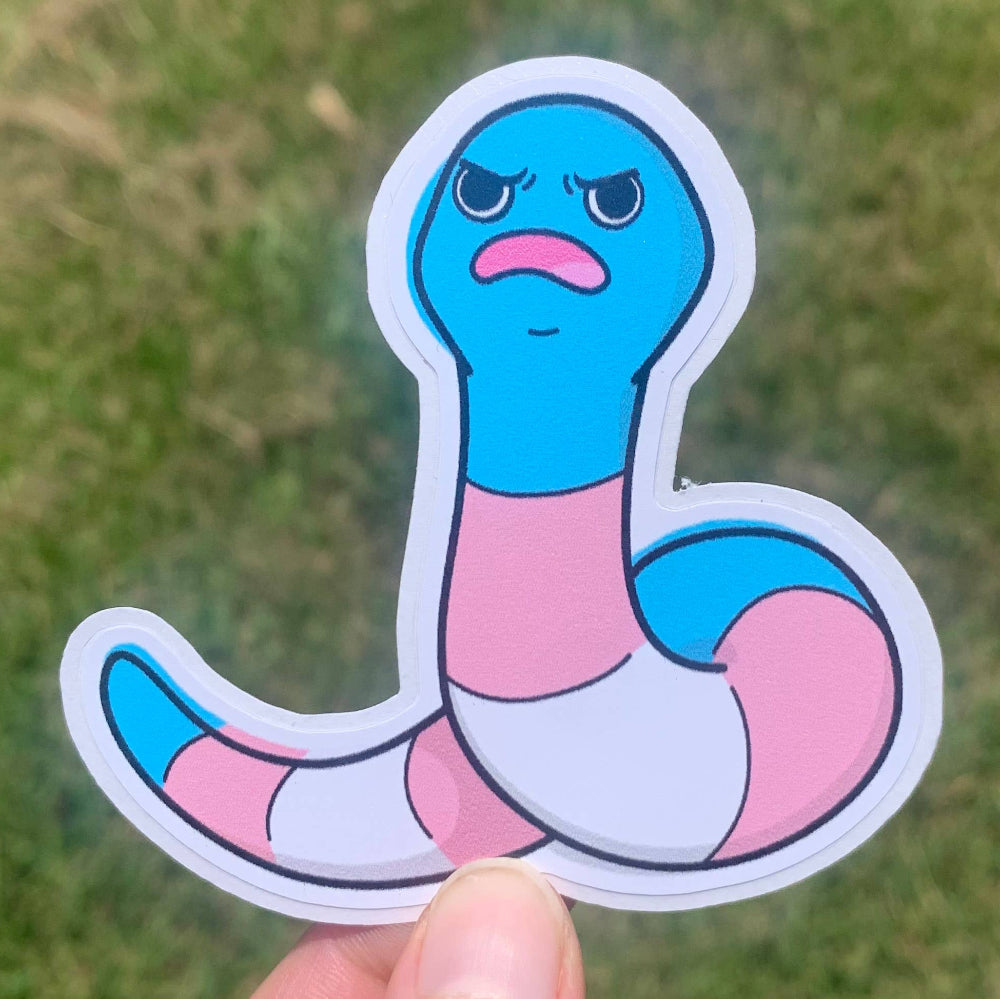 Transgender Pride Flag Worm Sticker