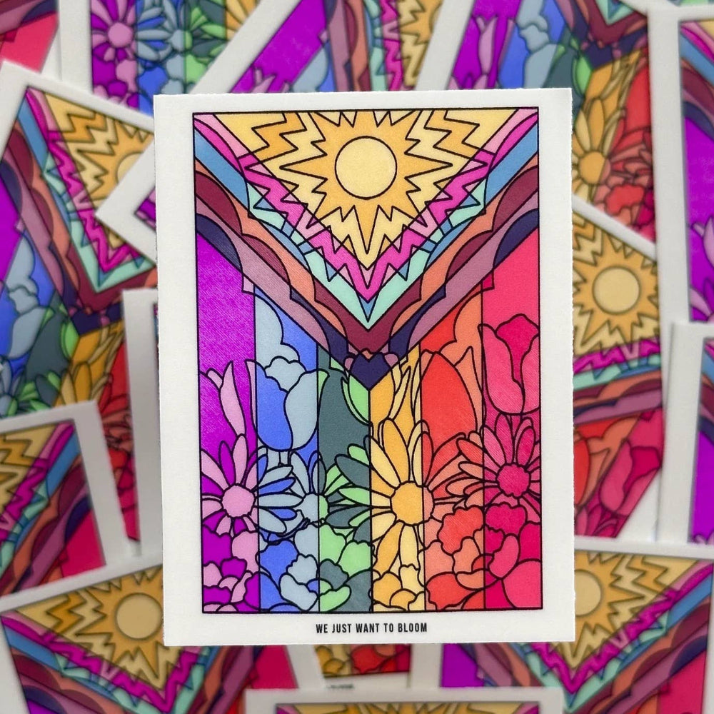 We Just Want to Bloom Flower Pride Flag Sticker