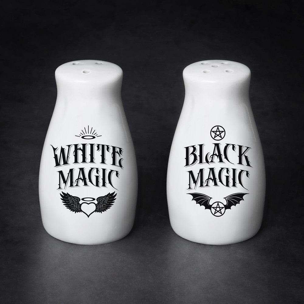 White and Black Magic Salt and Pepper Set Home Decor Alchemy England   