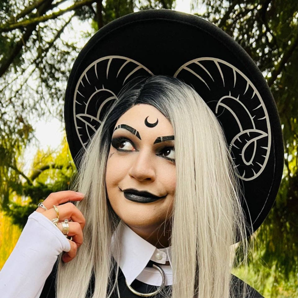 Wide Brim Hat Curly Horns